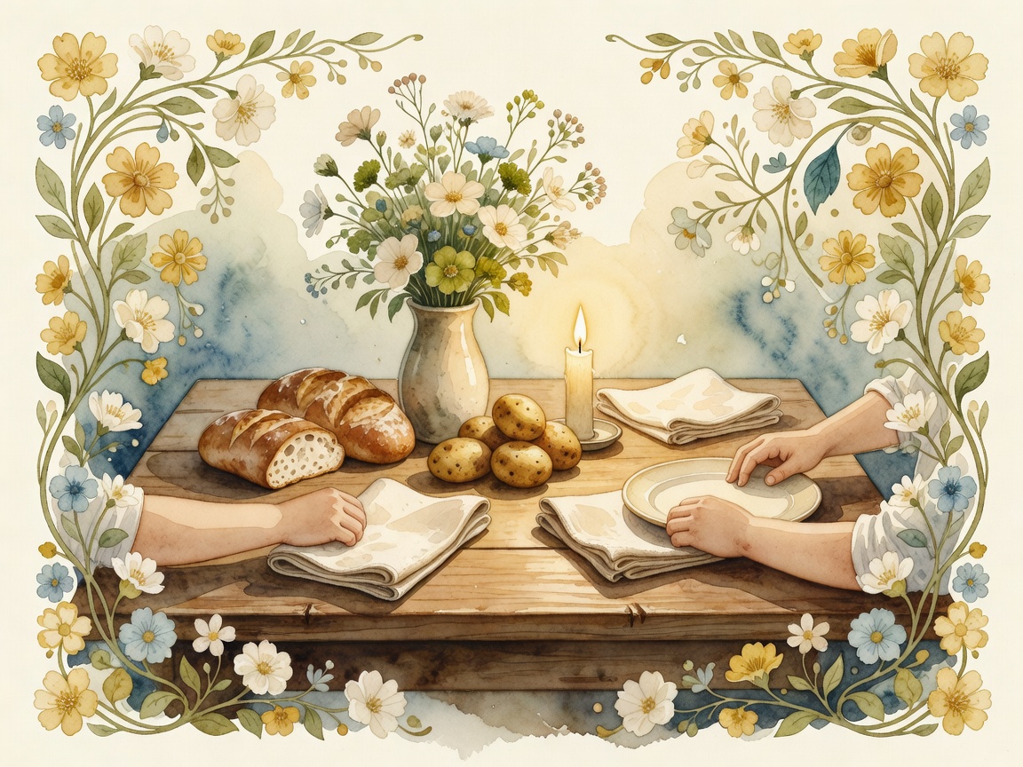 Watercolor feast and flowers illustration