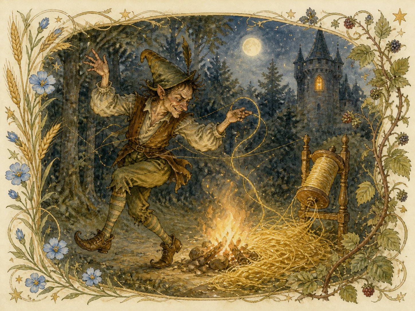 Original watercolor illustration for Rumpelstiltskin