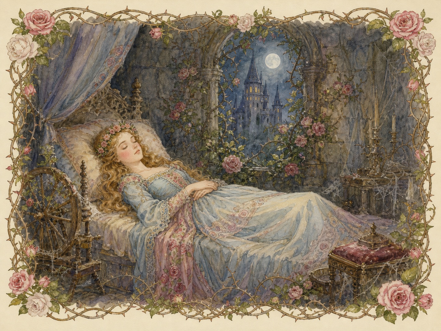 Original watercolor illustration for Sleeping Beauty