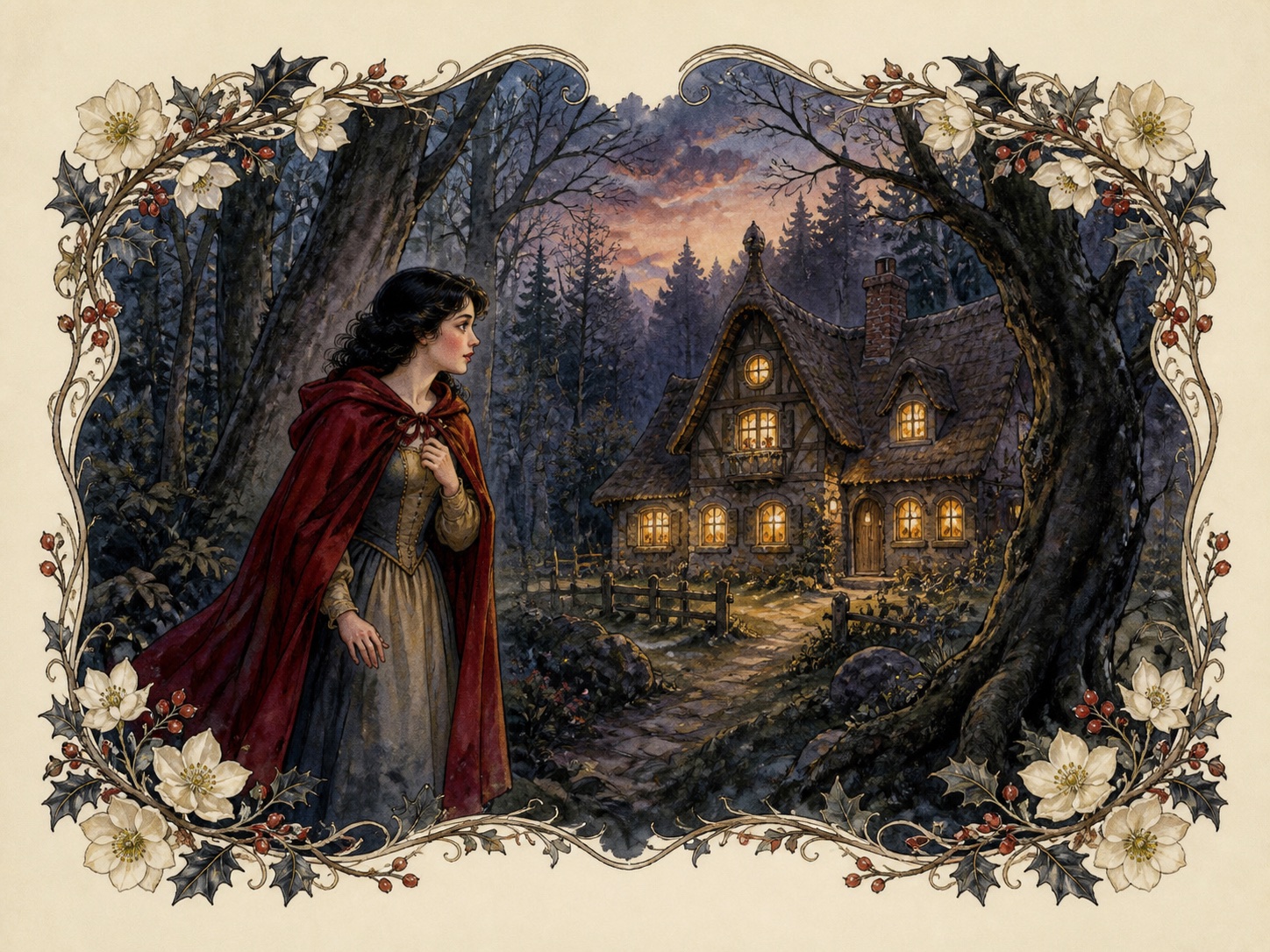 Original watercolor illustration for Snow White